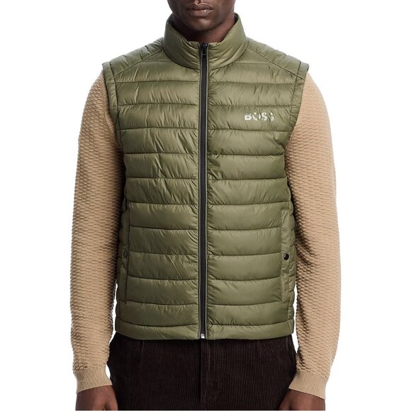 Hugo Boss Men's BOSS Calano Quilted Puffer Zip Up Vest Lightweight Pockets Green - Picture 6 of 8